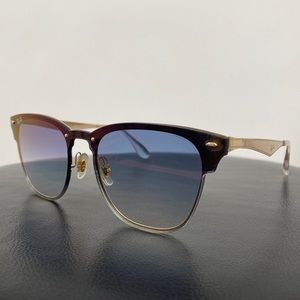 Ray-Ban Blaze Clubmaster RB 3576–N - Blue Lens and Gold Frame